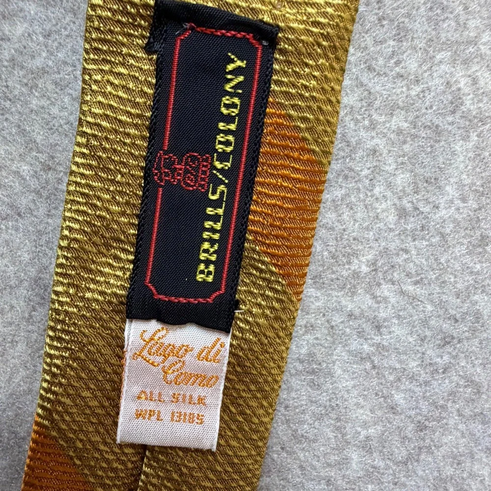 Brills Colony Lago di Como Mens Silk Tie Gold Orange Striped Textured Vintage